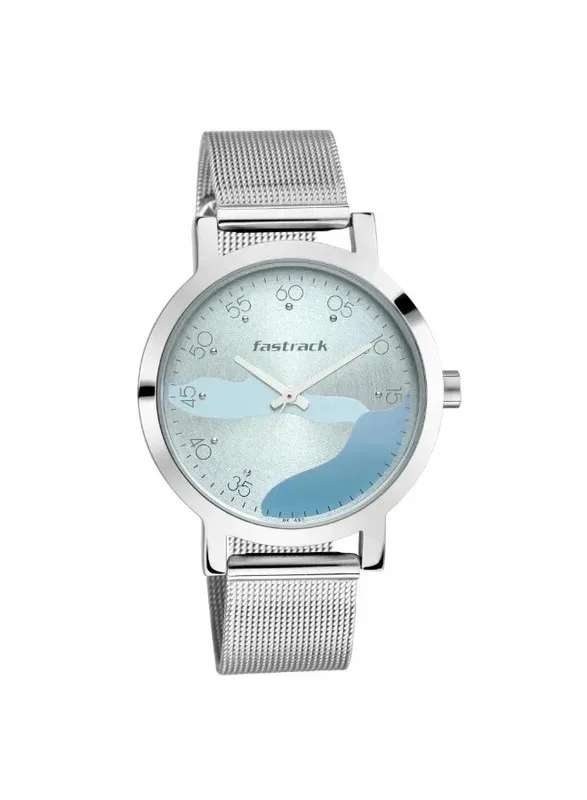 fastrack Fastrack Bare Basics Quartz Analog Watch for Girls With Blue Dial Stainless Steel Strap