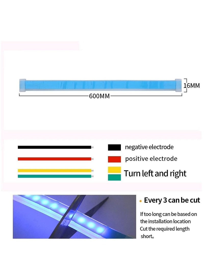 GT-Wheel 2 pieces of 60cm flexible car LED light bar, red and amber yellow daytime running light ,waterproof neon turn signal bulbs, continuous switch (Red→Amber yellow)  - Image 2