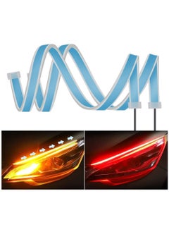 GT-Wheel 2 pieces of 60cm flexible car LED light bar, red and amber yellow daytime running light ,waterproof neon turn signal bulbs, continuous switch (Red→Amber yellow)  - Image 1