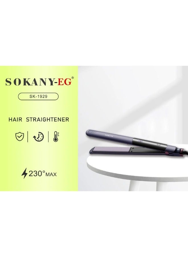 sokany Hair Straightener, Ceramic, 230°, 50 Watt, Digital Display - Purple - SK-1929 - Image 2