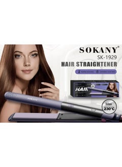 sokany Hair Straightener, Ceramic, 230°, 50 Watt, Digital Display - Purple - SK-1929  - Image 3