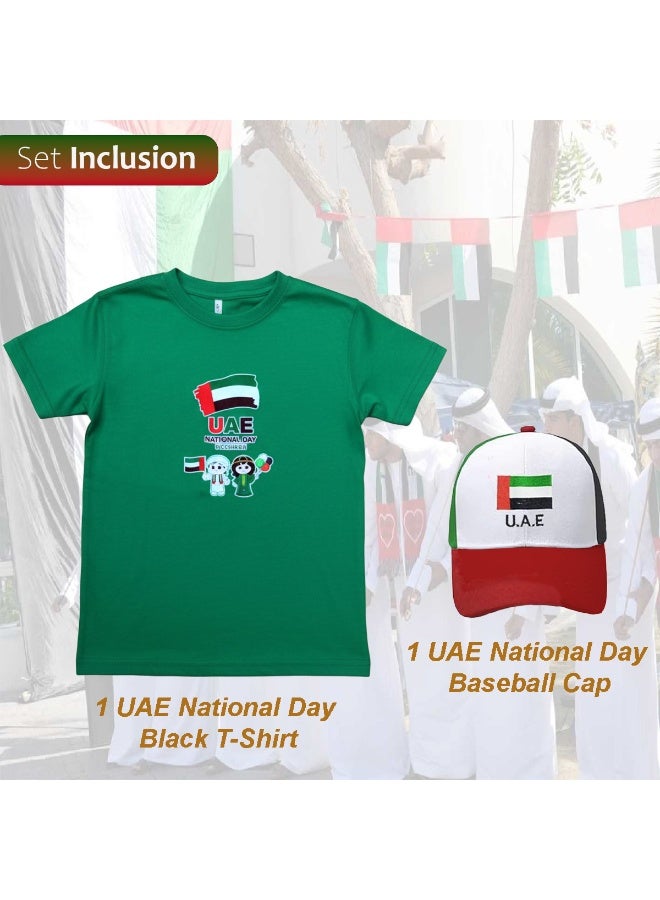 المنزل الذكي قميص اليوم الوطني الذكي مع قبعة للأطفال احتفل باليوم الوطني لدولة الإمارات العربية المتحدة بأناقة ارتدِ ملابس مناسبة للمناسبات الوطنية الاحتفالية - Image 3