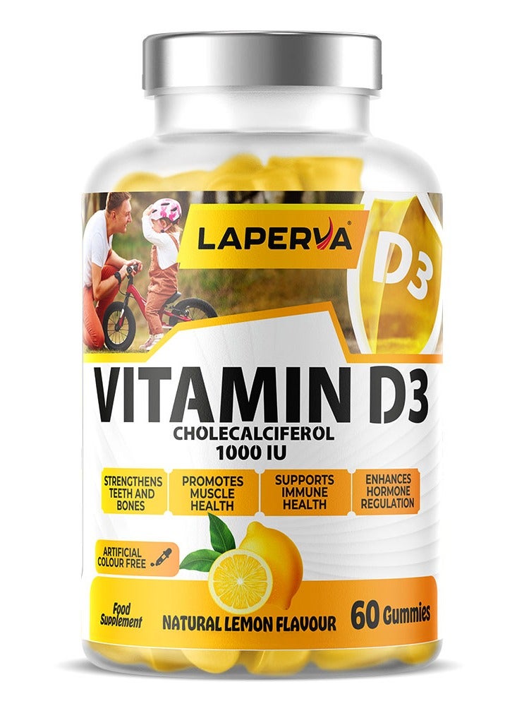 Laperva Vitamin D3 Gummies | 1000 IU | 60 Vegan Gummies | Bone, Joint & Immune Support | Plant-Based Formula