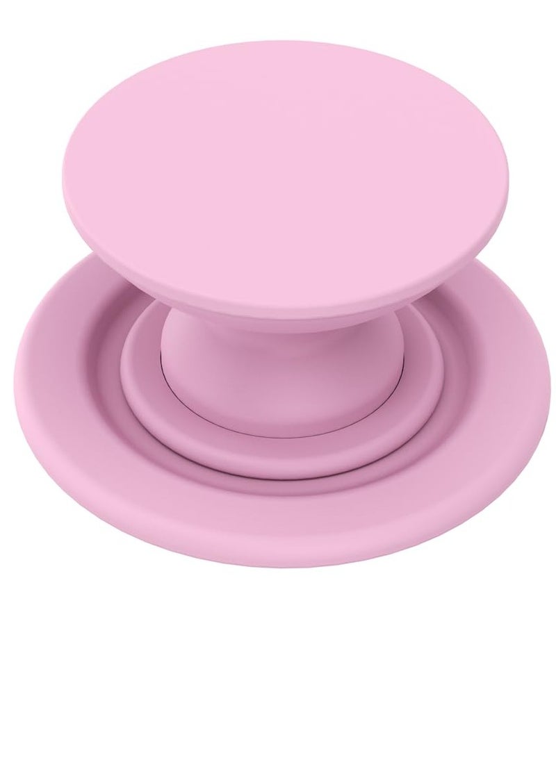 حامل وقاعدة هاتف مغناطيسية [متوافق مع MagSafe]، قابلة للطي والتمدد، سهلة الفك وإعادة الاستخدام، قاعدة دائرية للهاتف مع حامل سيليكون ناعم (وردي فاتح)