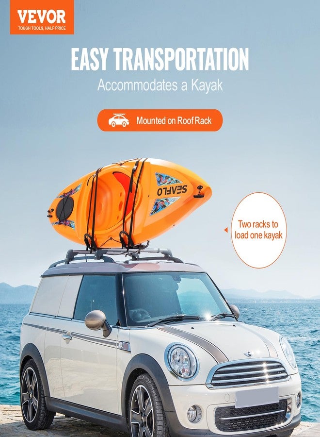 VEVOR Kayak Roof Rack 1 Pair J-Bar, Soft Roof Rack Quick Folding, Top Mount Tie Down, Carrier for Kayak, Surf Board, Canoe, SUP, Ski Board, Mount on Car, SUV, Truck, 1 Kayak - Image 2
