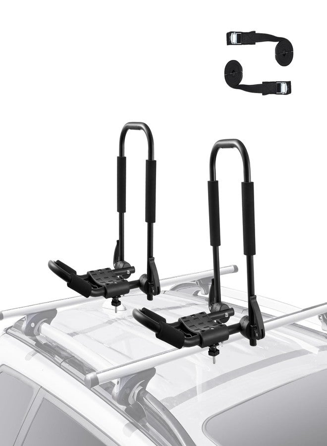 VEVOR Kayak Roof Rack 1 Pair J-Bar, Soft Roof Rack Quick Folding, Top Mount Tie Down, Carrier for Kayak, Surf Board, Canoe, SUP, Ski Board, Mount on Car, SUV, Truck, 1 Kayak - Image 1