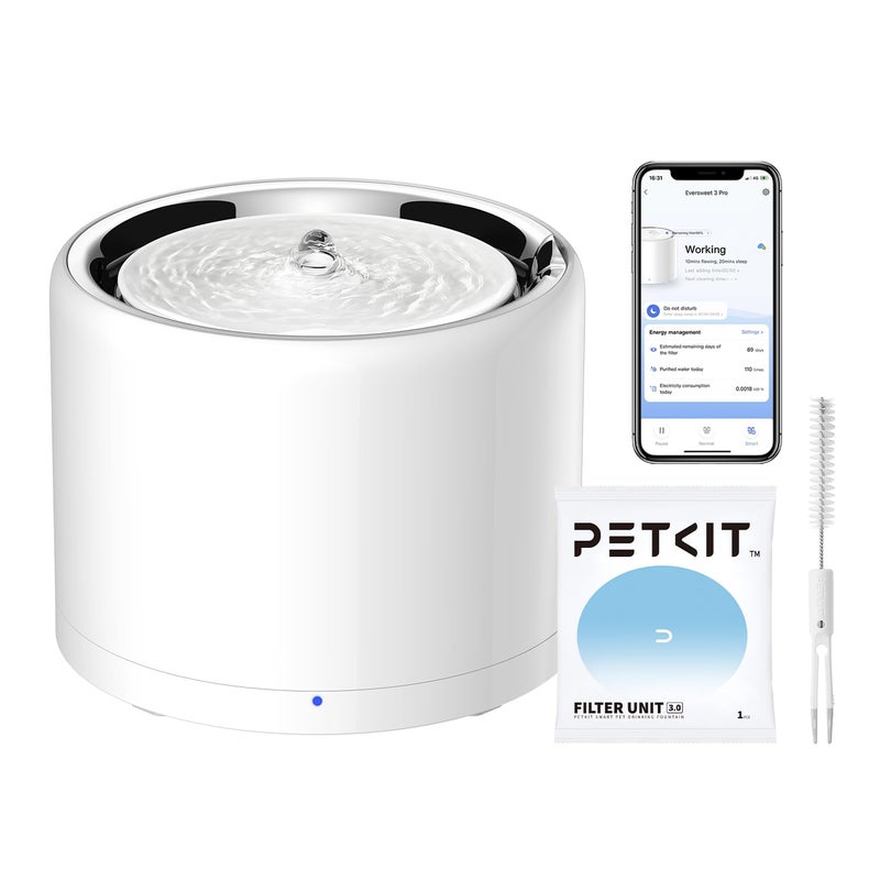 PETKIT Eversweet 3 Pro Cat Water Fountain with Wireless Pump, 1.6L/56oz Stainless Steel Pet Fountains for Cats Indoor, Automatic Water Dispenser Ultra Quiet, App Monitoring - Image 1