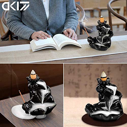 DK177 Waterfall Incense Holder Backflow Cone Ceramic Burner Handcrafted Porcelain Censer Incense Stick Stand with 20 Free Cones - Image 3