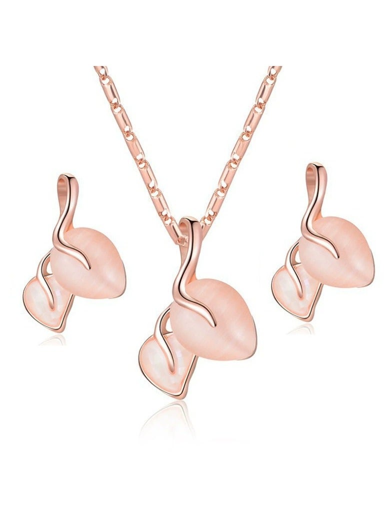 Goolsky Rose Gold Jewelry Set for Women â€“ Necklace & Earrings Duo | Elegant Gift Set for Weddings, Date Nights & Daily Glam - Image 1