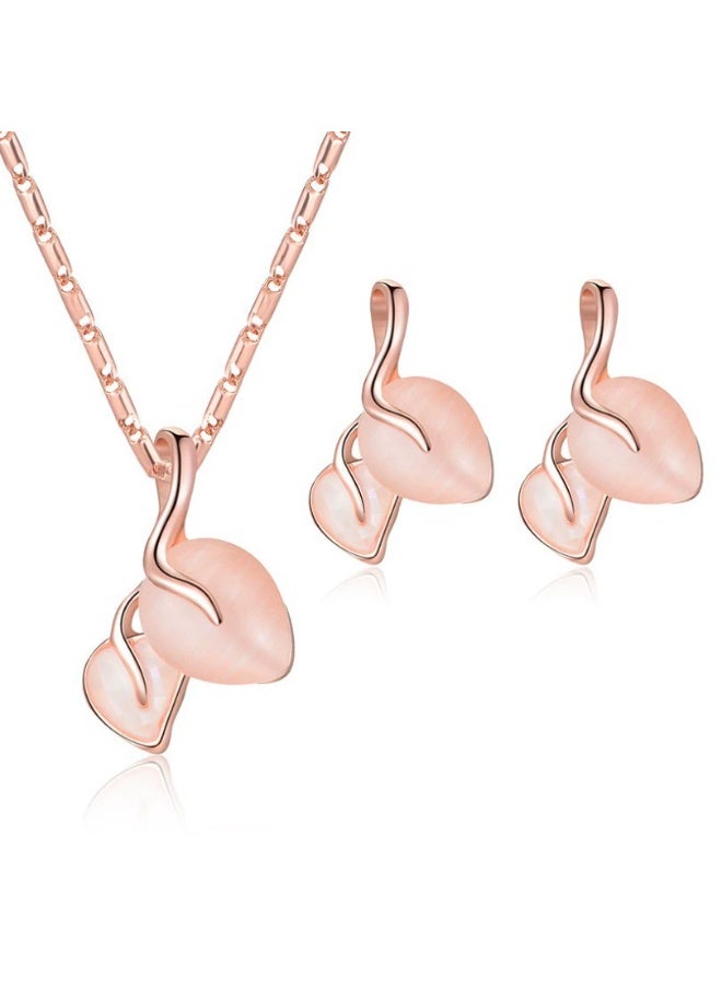 Goolsky Rose Gold Jewelry Set for Women â€“ Necklace & Earrings Duo | Elegant Gift Set for Weddings, Date Nights & Daily Glam - Image 4