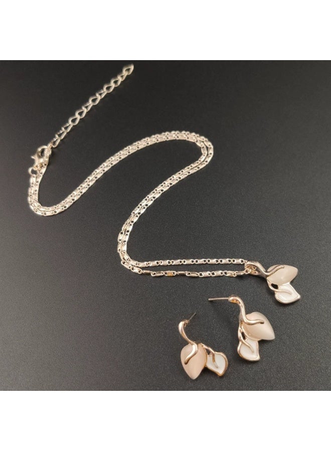 Goolsky Rose Gold Jewelry Set for Women â€“ Necklace & Earrings Duo | Elegant Gift Set for Weddings, Date Nights & Daily Glam - Image 3