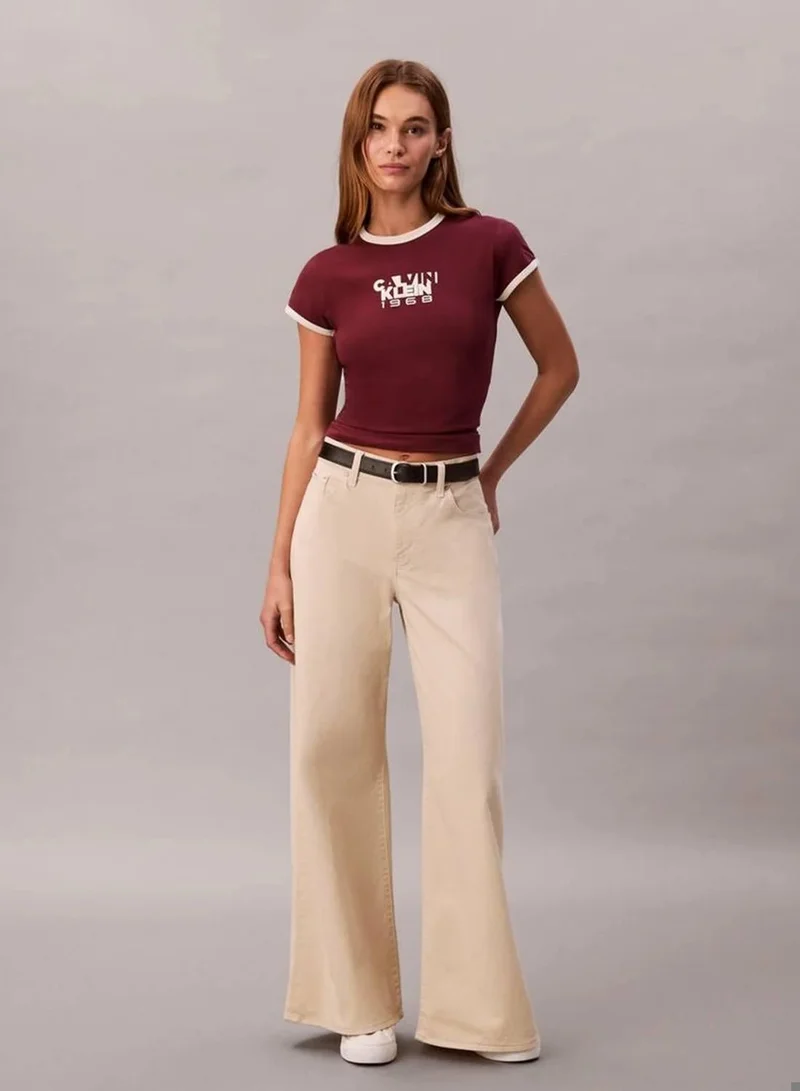 Calvin Klein Jeans Tawny Port 1968 Logo Graphic Baby Tee for Women | Best Price UAE