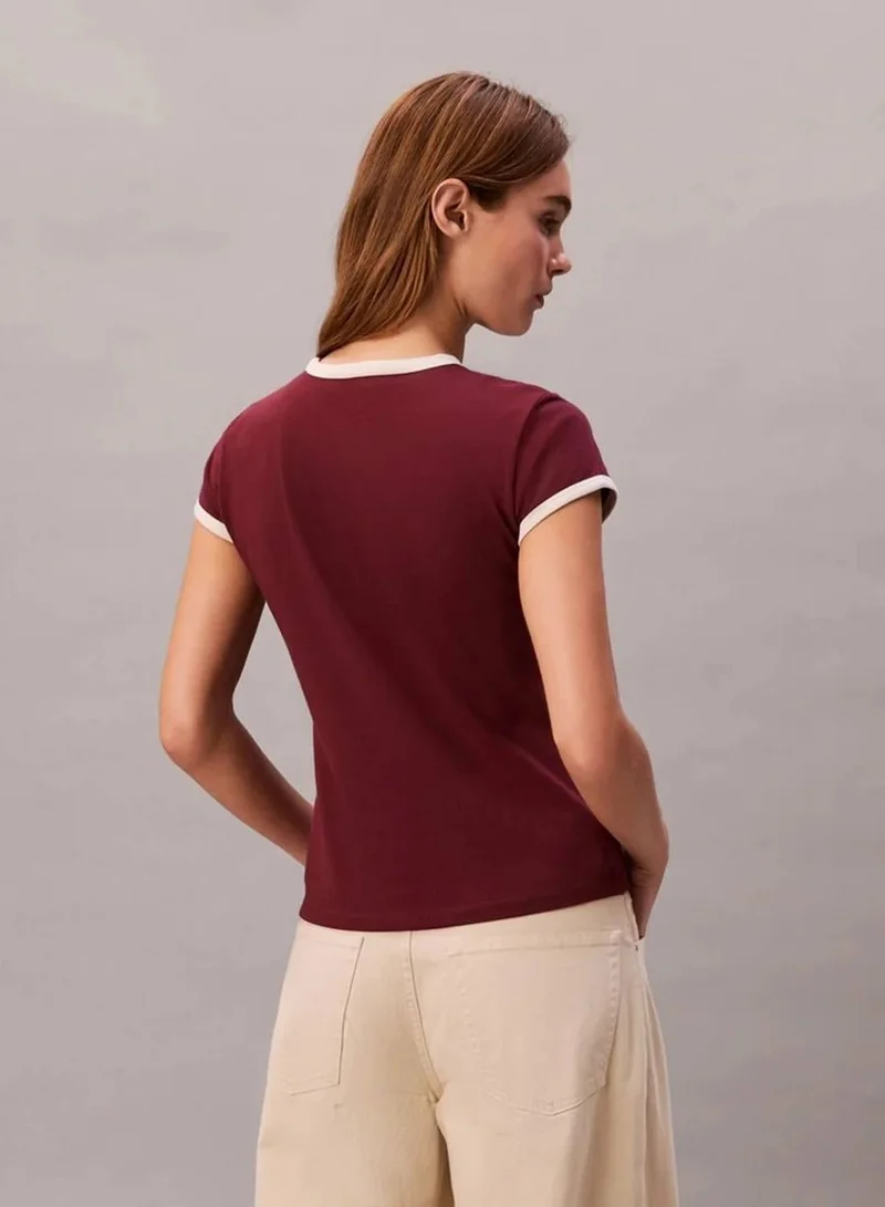 Calvin Klein Jeans Tawny Port 1968 Logo Graphic Baby Tee for Women | Best Price UAE