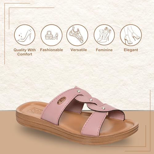 Bella by Labella Women Fashion Flat Slip On Pink Sandal | Durable | Stylish | Comfortable | Slip Resistant | Lightweight and Breathable | 5 UK - Image 2