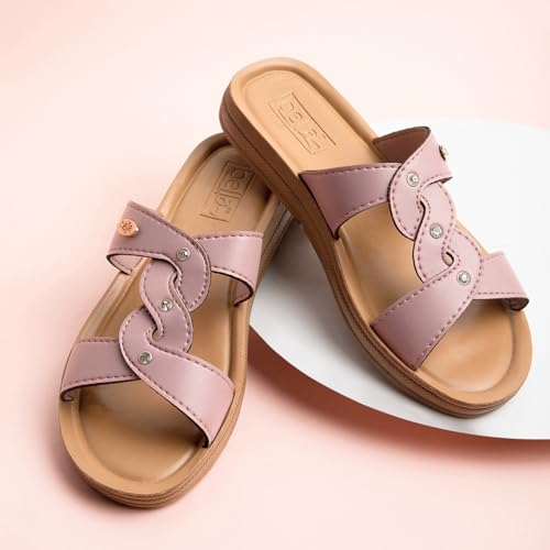 Bella by Labella Women Fashion Flat Slip On Pink Sandal | Durable | Stylish | Comfortable | Slip Resistant | Lightweight and Breathable | 5 UK - Image 3