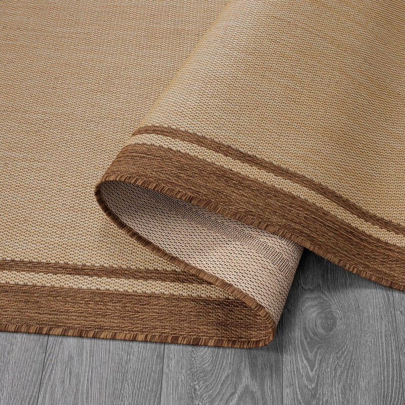 CAMILSON Outdoor Rug 8x10 Bordered Natural Brown Modern Area Rugs for Indoor and Outdoor Patios, Kitchen and Hallway Mats, Washable Porch Deck Outside Carpet (Border Jute, 8 x 10) - Image 3