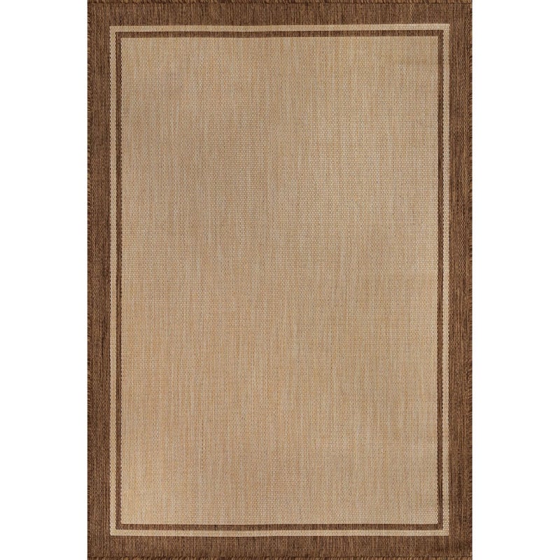 CAMILSON Outdoor Rug 8x10 Bordered Natural Brown Modern Area Rugs for Indoor and Outdoor Patios, Kitchen and Hallway Mats, Washable Porch Deck Outside Carpet (Border Jute, 8 x 10) - Image 2