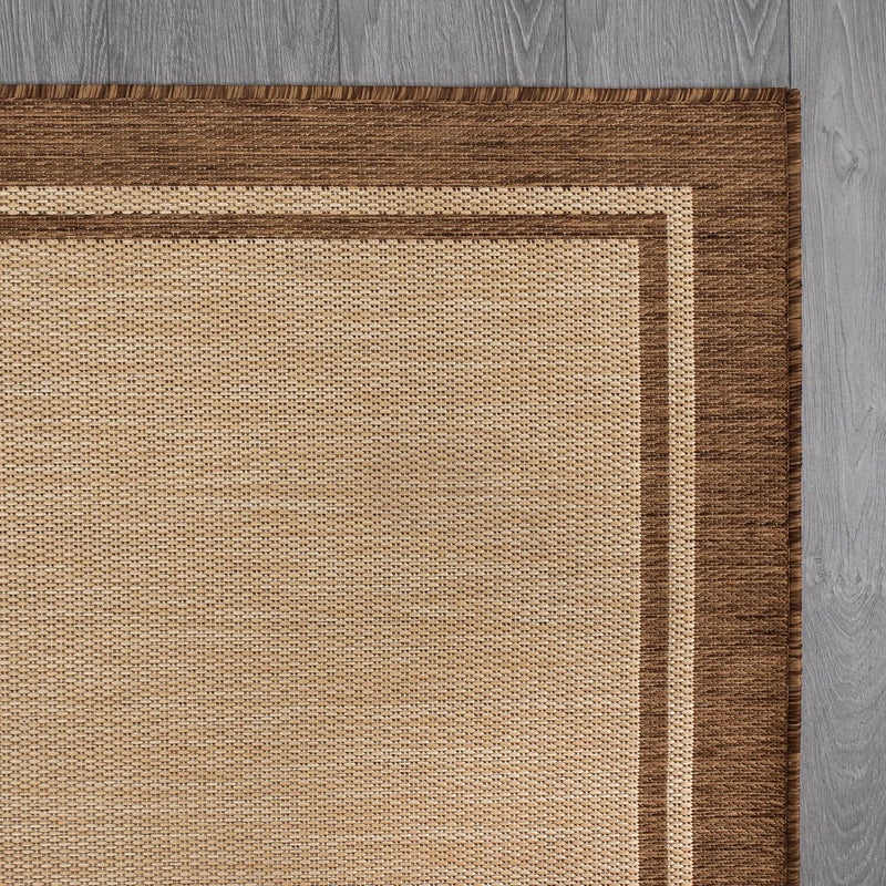 CAMILSON Outdoor Rug 8x10 Bordered Natural Brown Modern Area Rugs for Indoor and Outdoor Patios, Kitchen and Hallway Mats, Washable Porch Deck Outside Carpet (Border Jute, 8 x 10) - Image 5