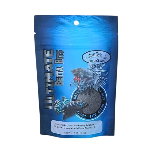 Invert Aquatics Ultimate Betta Bits - Protein Packed, Blackworm Based Floating Pellet Betta Food - Image 1