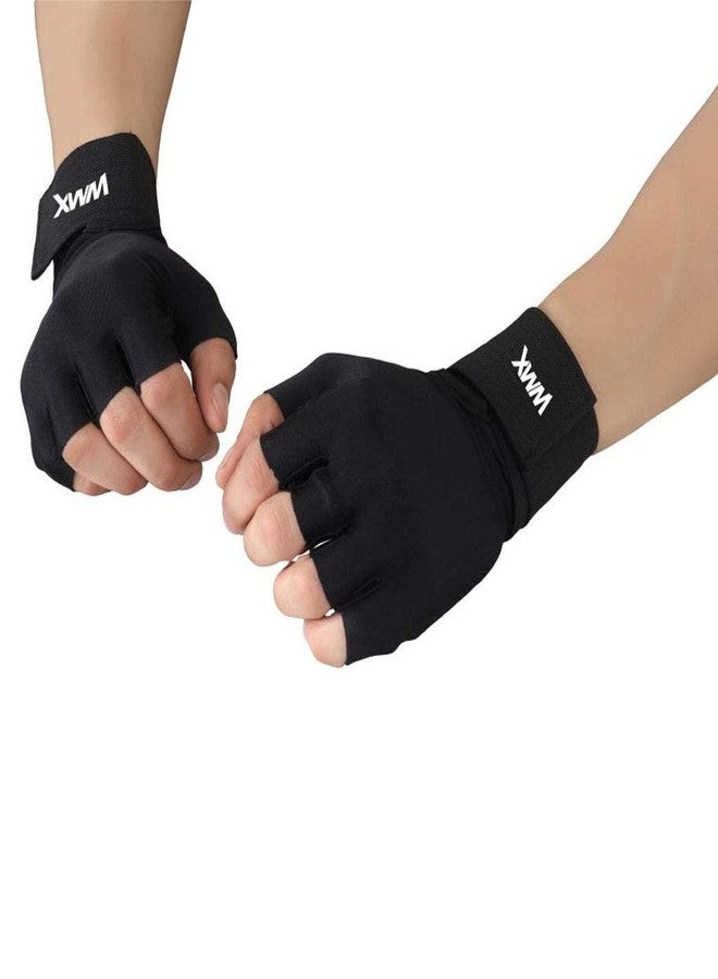 WMX Unisex Leather Gym Gloves | for Professional Weightlifting, Fitness Training and Workout | with Half-Finger Length, Wrist Wrap for Protection (Sheep Leather, S) - Image 4