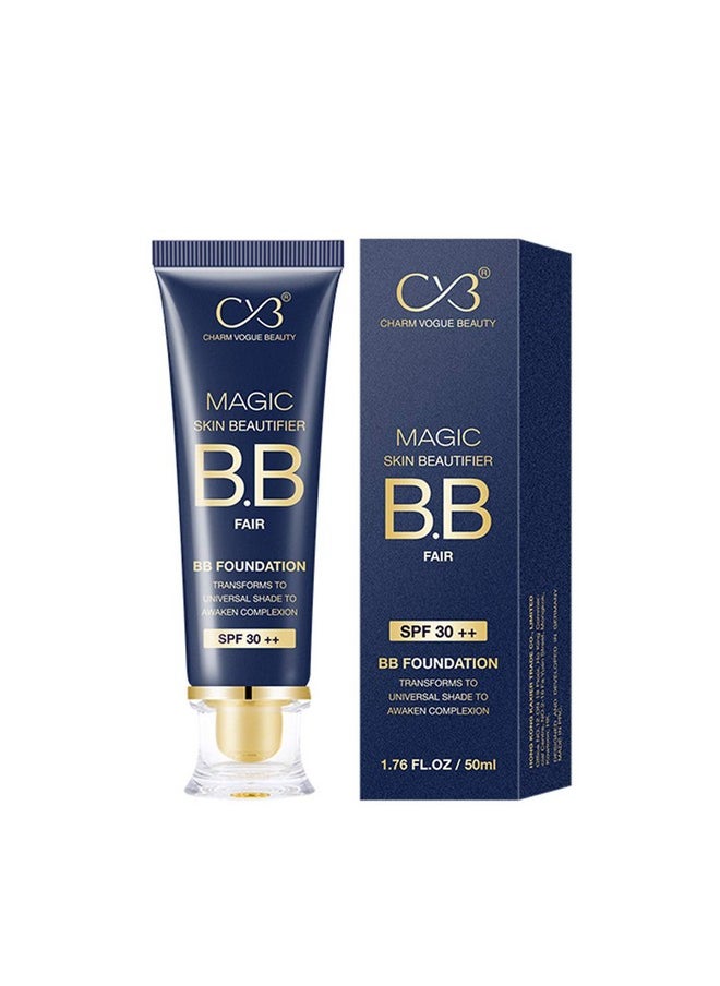 CVB - C65 Magic Skin Beautifier Bb Fair Cream For Complexion Enhancer, Bb Full Coverage Foundation For All Skin Type For Face Make-Up, Glossy, Skin Hydration With Spf 30 ++ (Shades 02, 50Ml) - Image 1