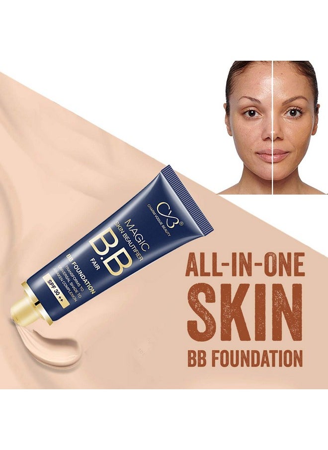 CVB - C65 Magic Skin Beautifier Bb Fair Cream For Complexion Enhancer, Bb Full Coverage Foundation For All Skin Type For Face Make-Up, Glossy, Skin Hydration With Spf 30 ++ (Shades 02, 50Ml) - Image 1