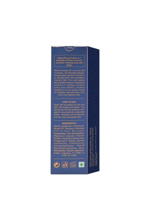 CVB - C65 Magic Skin Beautifier Bb Fair Cream For Complexion Enhancer, Bb Full Coverage Foundation For All Skin Type For Face Make-Up, Glossy, Skin Hydration With Spf 30 ++ (Shades 02, 50Ml) - Image 1