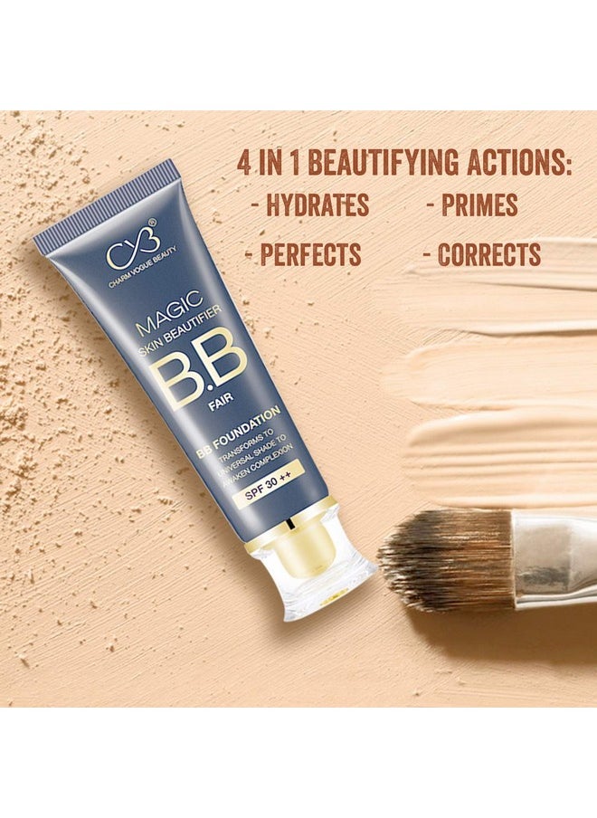 CVB - C65 Magic Skin Beautifier Bb Fair Cream For Complexion Enhancer, Bb Full Coverage Foundation For All Skin Type For Face Make-Up, Glossy, Skin Hydration With Spf 30 ++ (Shades 02, 50Ml) - Image 1