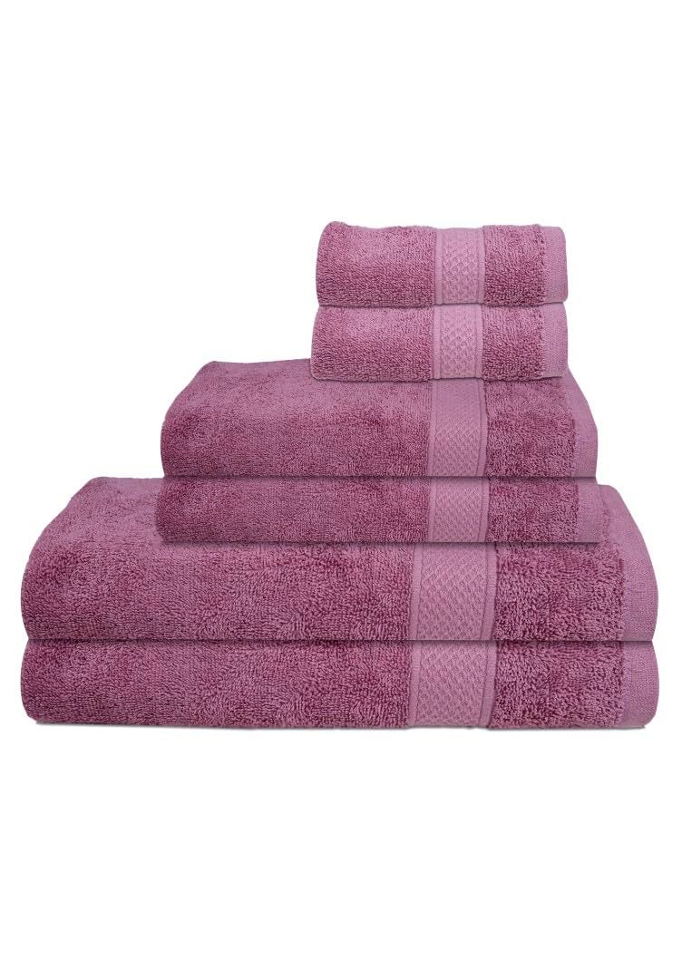 Ambra Linens 500 GSM Highly Absorbent 6 Pc Bath Towels Set 100 Cotton Soft and Plush All Seasons Use Extra Large Everyday Use Easy Care Solid Lilac