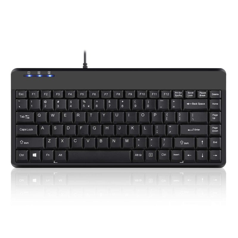 Perixx PERIBOARD-409H Wired USB Mini Keyboard with 2 USB Hubs, Black, US English Layout - Image 1
