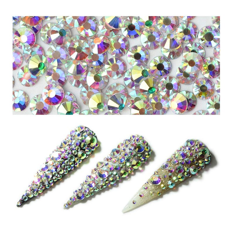 Minejin Nail Art Rhinestones AB Color Flat Back Charms Crystals Stones Super Shiny Cellphones Decorations Gems SS6 1440 Pieces