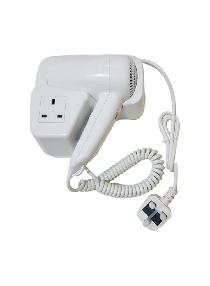 ال سي مجفف شعر بقوة ١٢٠٠ واط وتردد ٦٠/٥٠ هرتز، مزود بثلاثة منافذ طاقة. سهل التركيب على الحائط، وسهل الاستخدام (أبيض)