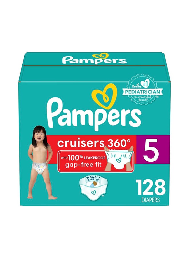 Pampers Cruisers 360 - Size 5, 128 Count, Pull-On Disposable Baby Diapers, Gap-Free Fit - Image 1
