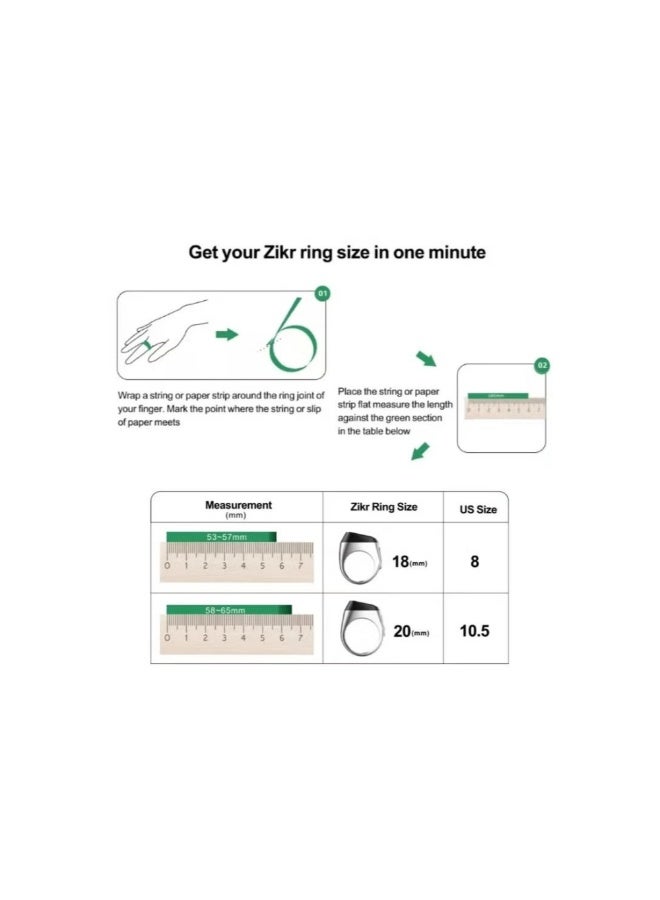 Digital Counter Tasbeeh SMART Zikr Ring 20mm Green - Image 2