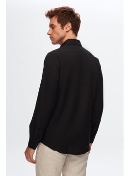 D'S DAMAT Slim Fit Black Italian Collar Dobby Shirt 2HF02ORT3185  - Image 4