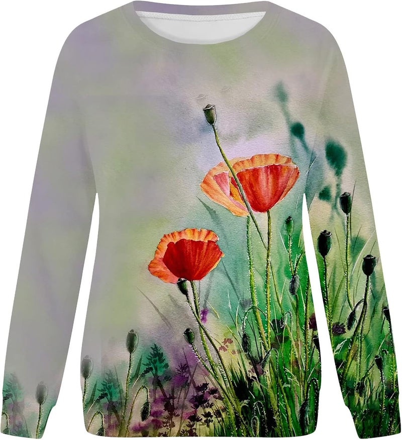 cheekyglo Women's Long Sleeve Round Neck Sweatshirt Casual Graphic Print Pullover Comfy Loose Fit Fall Shirts Blouse - Image 2