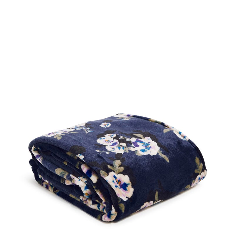 Vera Bradley Women'S Fleece Plush Throw Blanket  Blooms And Branches Navy  80 X 50 - Image 1