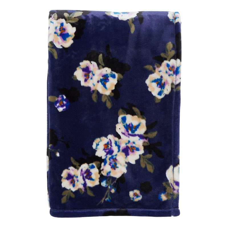 Vera Bradley Women'S Fleece Plush Throw Blanket  Blooms And Branches Navy  80 X 50 - Image 3