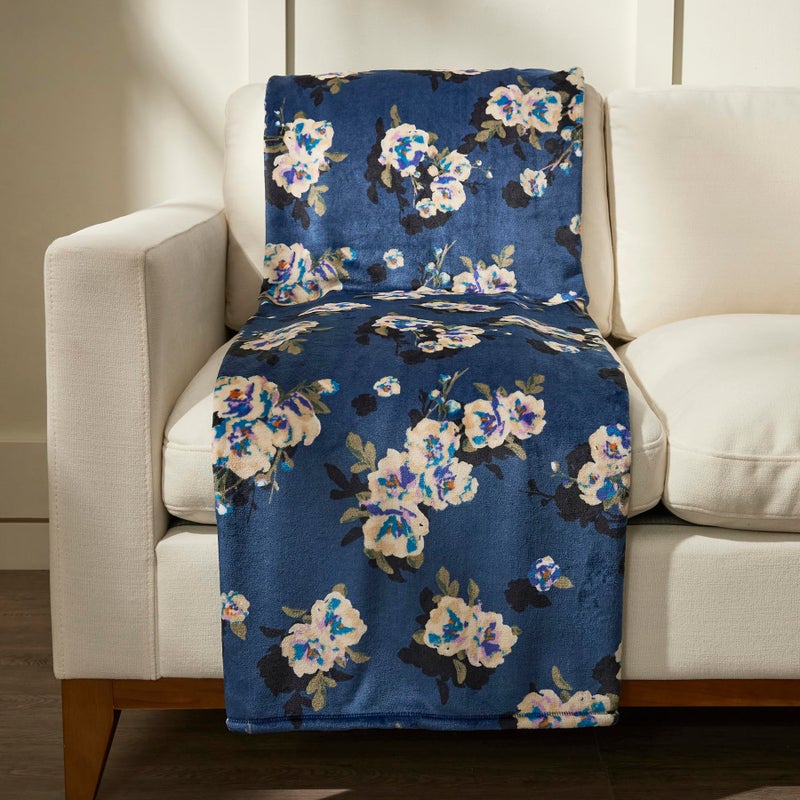 Vera Bradley Women'S Fleece Plush Throw Blanket  Blooms And Branches Navy  80 X 50 - Image 4
