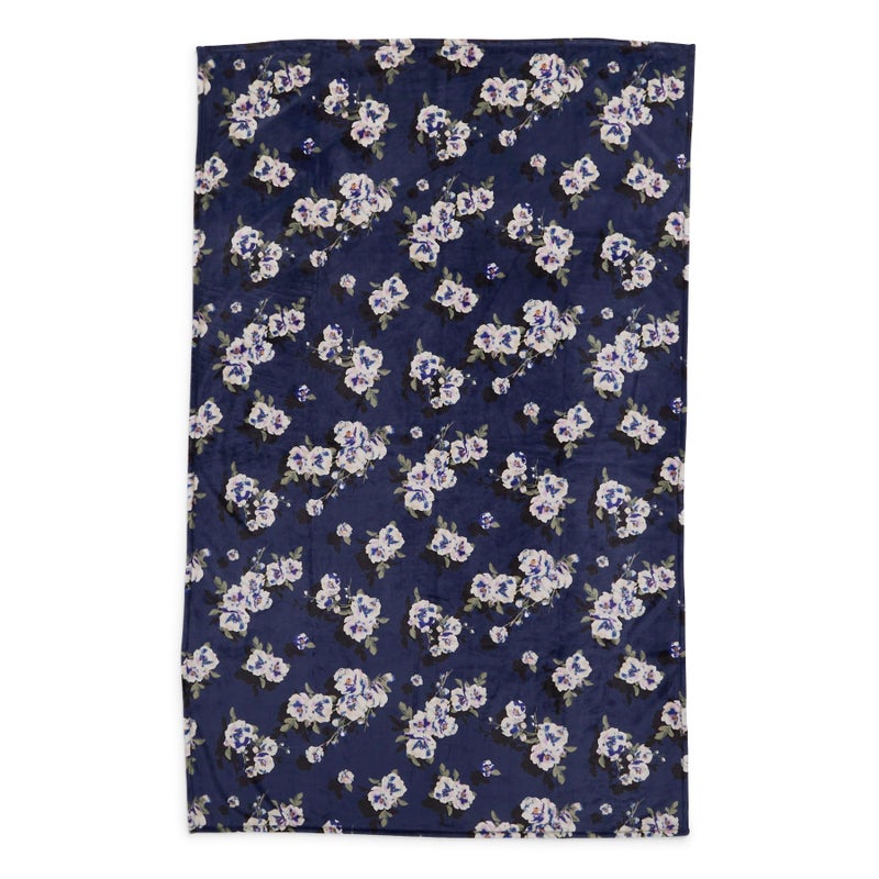 Vera Bradley Women'S Fleece Plush Throw Blanket  Blooms And Branches Navy  80 X 50 - Image 2