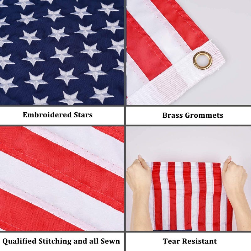 FLAGMESAGE Universal Boat Flag Marine with 4 Boat Flag Pole Kits USA Flag with 50 Embroidered Stars American Boat Flag - Image 2