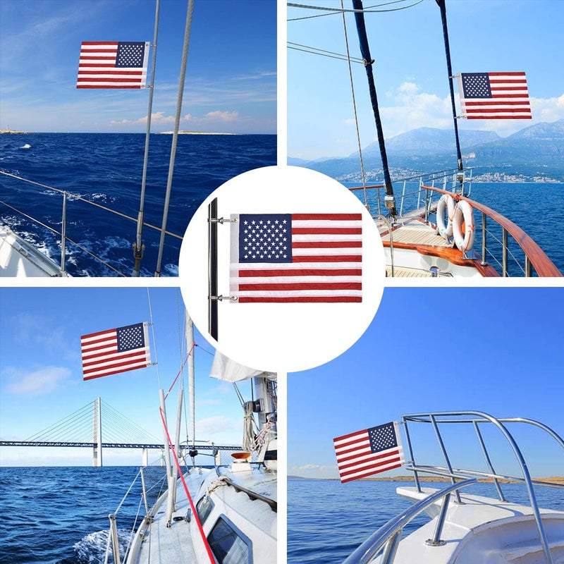 FLAGMESAGE Universal Boat Flag Marine with 4 Boat Flag Pole Kits USA Flag with 50 Embroidered Stars American Boat Flag - Image 5