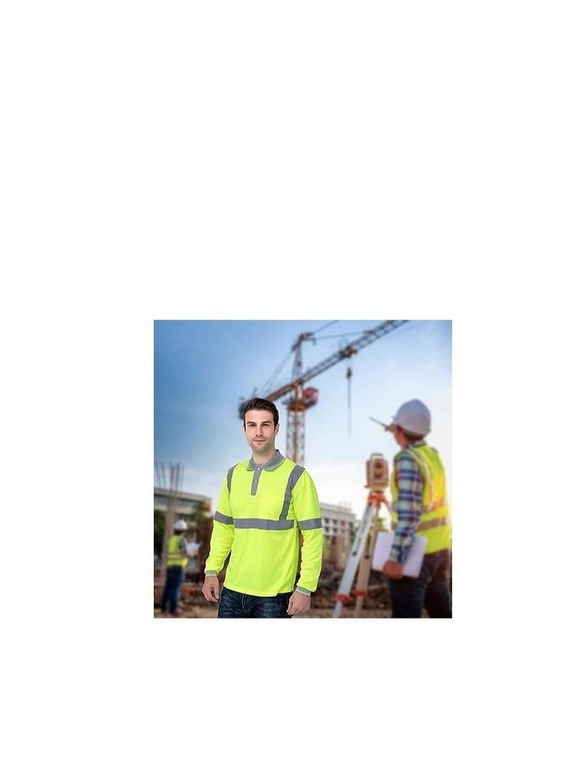 ABBASALI Safety Long Sleeve T-Shirt Reflective Bright Construction Workwear for Men  - Image 4