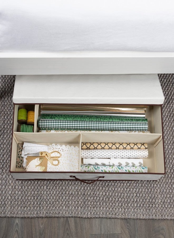 Household Essentials Gift Wrap Organizer with Lid, Natural and Brown - Image 5
