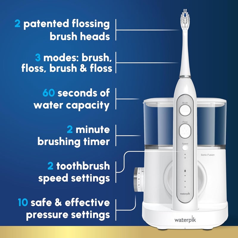 Waterpik SonicFusion 20 Professional Flossing Electric Toothbrush with Water Flosser Combo In One White SF04 Packaging May Vary - Image 2