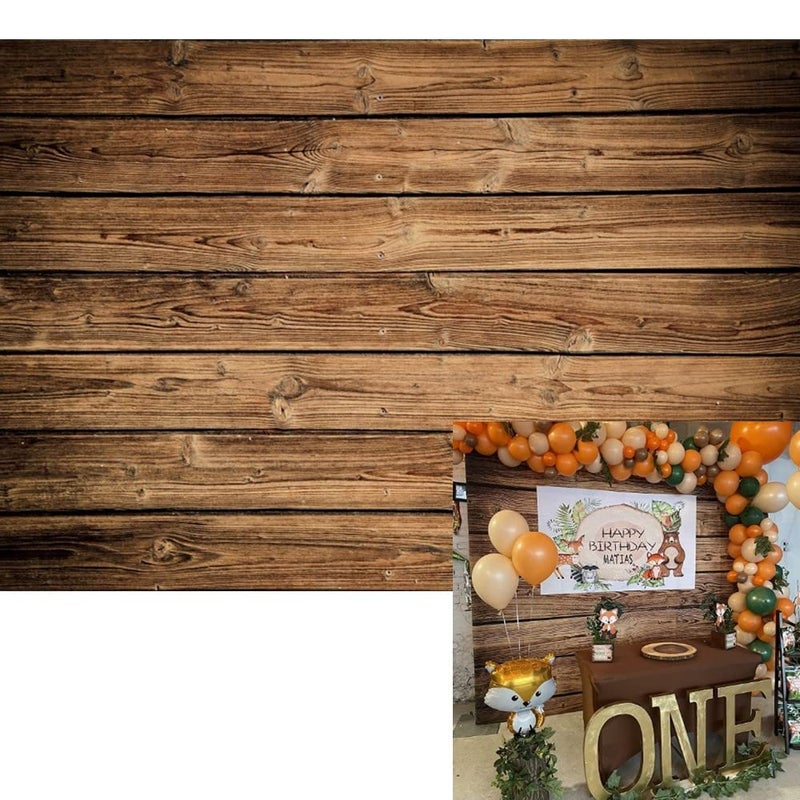 OFILA Wood Backdrop for Photography 10x8ft Vinyl Brown Wood Backdrops Rustic Wooden Wall Banner Country Woods Photos Birthday Baby Shower Background