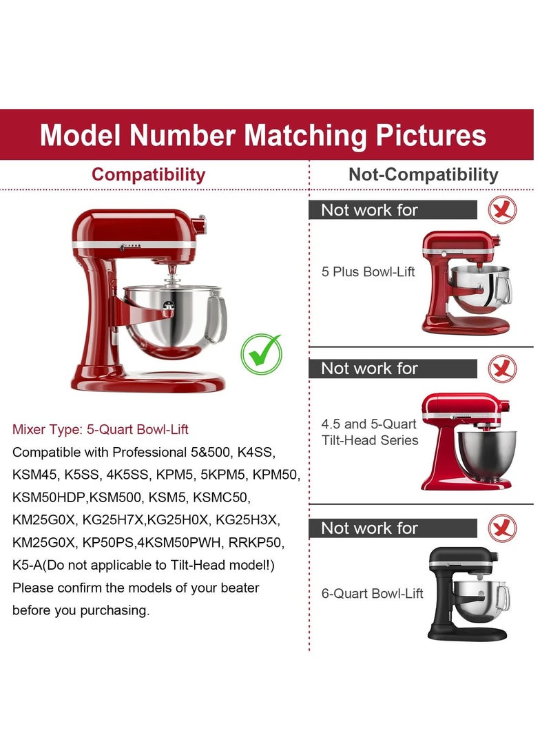 KASTWAVE 5 Quart Flex Edge Beater for Kitchen Aid Bowl-Lift Stand Mixer, Kitchenaid Mixer Attachment, Kitchen Mixer Accessory Replacement, Beater With Silicone Edges  - Image 5