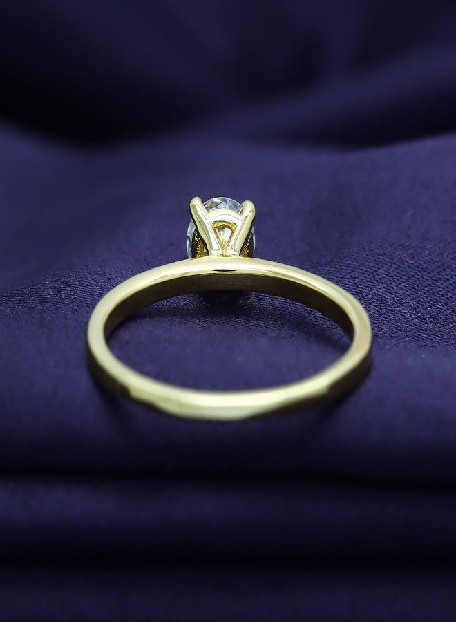 SAVEARTH DIAMONDS Solitaire Engagement Ring For Women 5MM Round Lab Created Moissanite Promise Rings in 18K Yellow Gold Plated Jewelry for Her Size 7 - Image 4