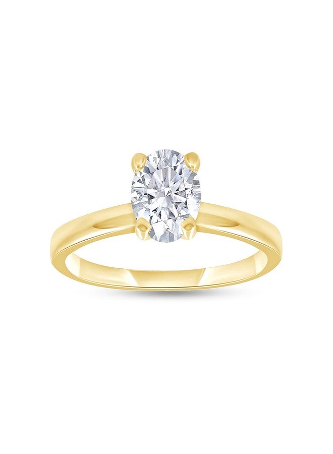 SAVEARTH DIAMONDS Solitaire Engagement Ring For Women 5MM Round Lab Created Moissanite Promise Rings in 18K Yellow Gold Plated Jewelry for Her Size 7 - Image 1