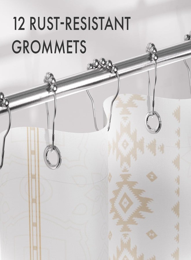 AmazerBath Boho Shower Curtain, Boho Cloth Shower Curtain with 12 Hooks, Hotel Quality Washable Rustic Farmhouse Polyester Fabric Bathroom Shower Curtain Set, 72x72 Inches - Image 4